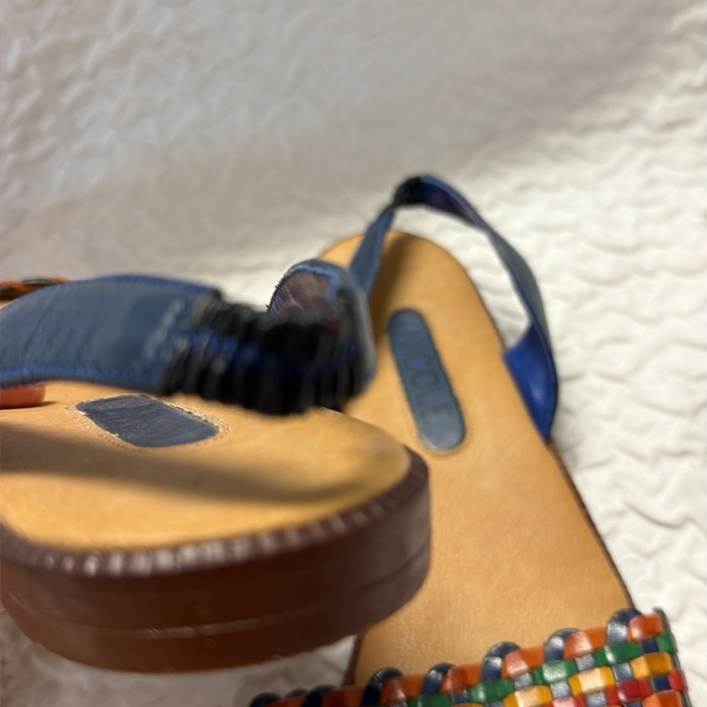 Vintage Nicole Multicolor Woven Leather Sandals…. Shawn ..Made In Brazil NWOT - Picture 4 of 9